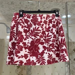 Topshop White Red Print Floral Miniskirt